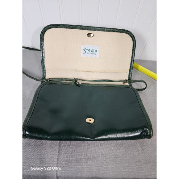 Stegio For Trotting Green Patchwork Crossbody Bag Leather Vintage Y2K 90s - Picture 6 of 8